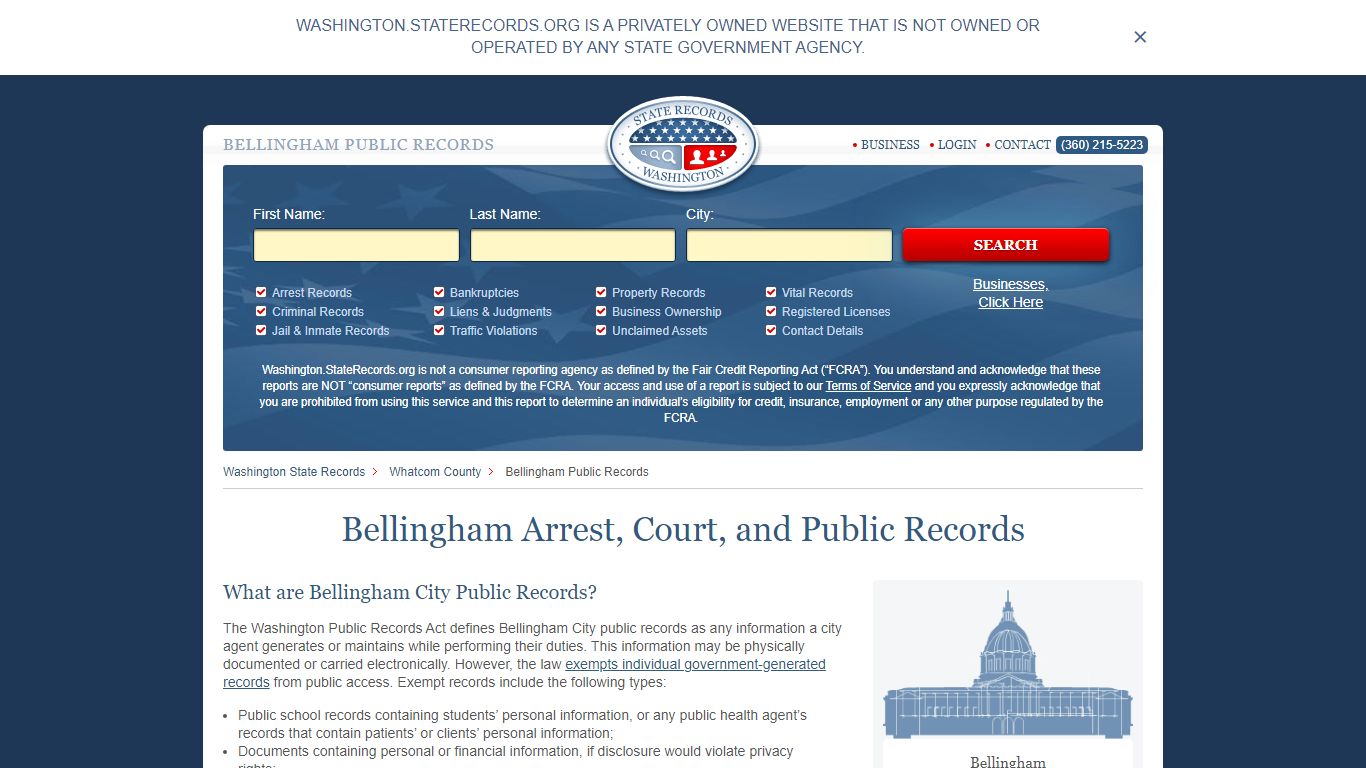 Bellingham Arrest, Court, and Public Records